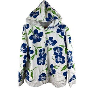 Alfred Dunner Floral Hooded Full Zip Lightweight Jacket Women's Size 14